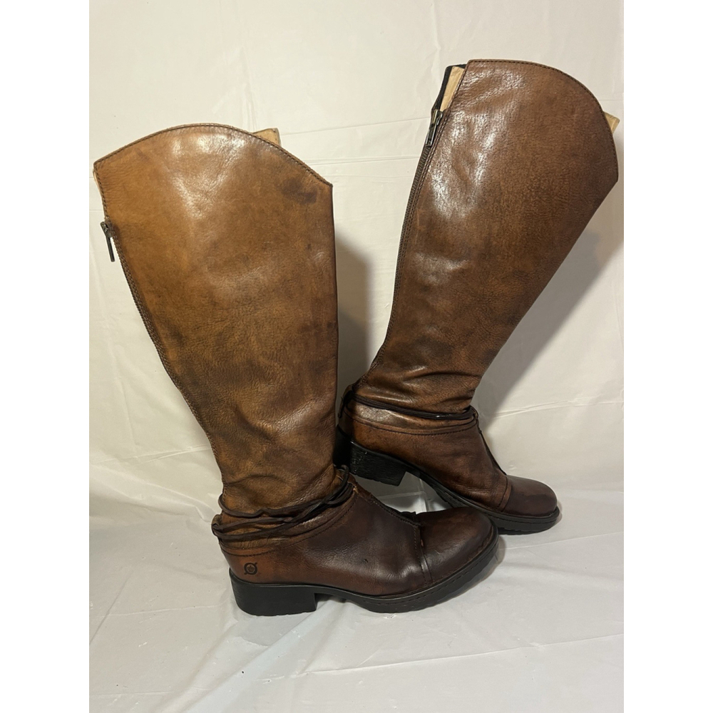 Born Shyra Tall Brown Leather Riding Boots Women Sz 8 - Picture 8 of 16